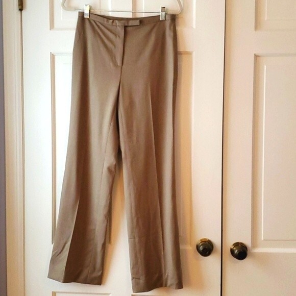 ANN TAYLOR HIGH WAIST RISE STRETCH WOOL BOOTCUT PANTS TAN CAMEL SIZE 6 Y2K - Picture 1 of 7